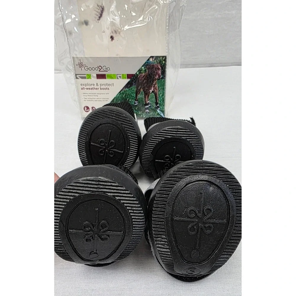 Good2Go Black All Weather Dog Boots‎ Size S Reflective Neoprene